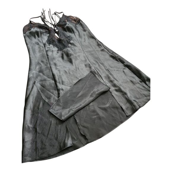 Vintage Fredrick's of Hollywood Black Negligee Nightgown Lace trimmed Size Large - Picture 10 of 11